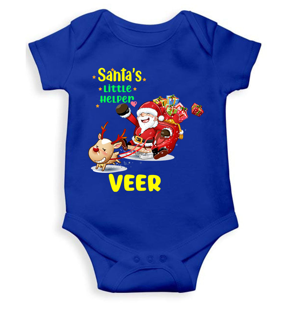 Customized Name Santas Little Helper Christmas Rompers for Baby Boy- FunkyTeesClub