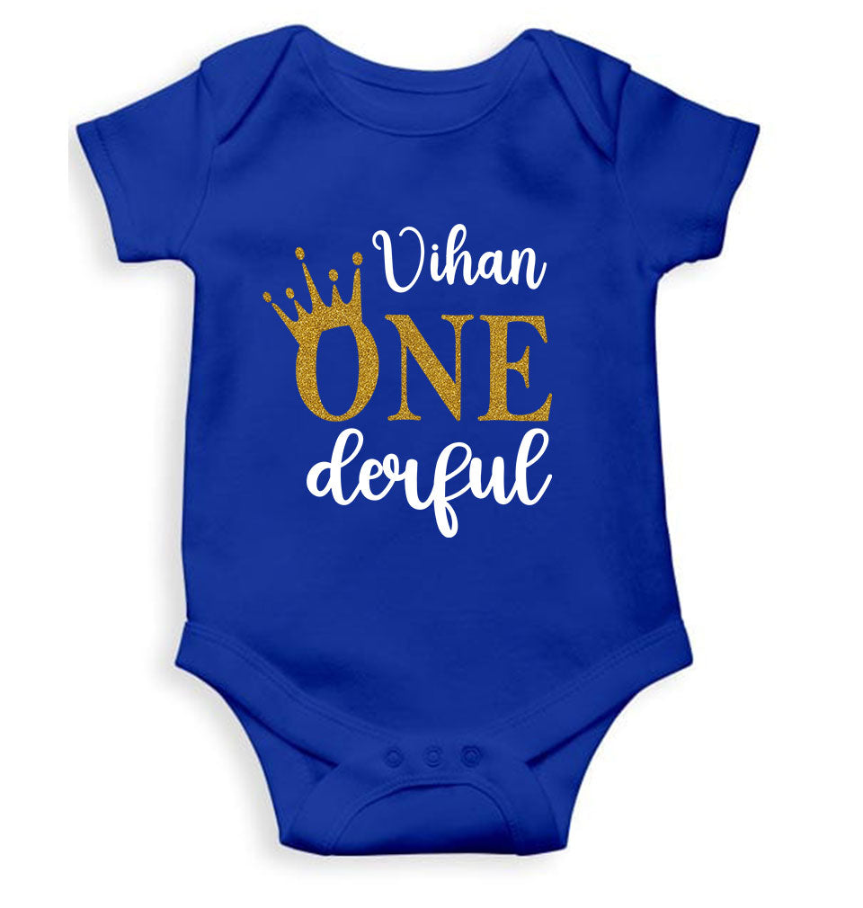 Custom Name First Birthday Rompers for Baby Boy- FunkyTeesClub