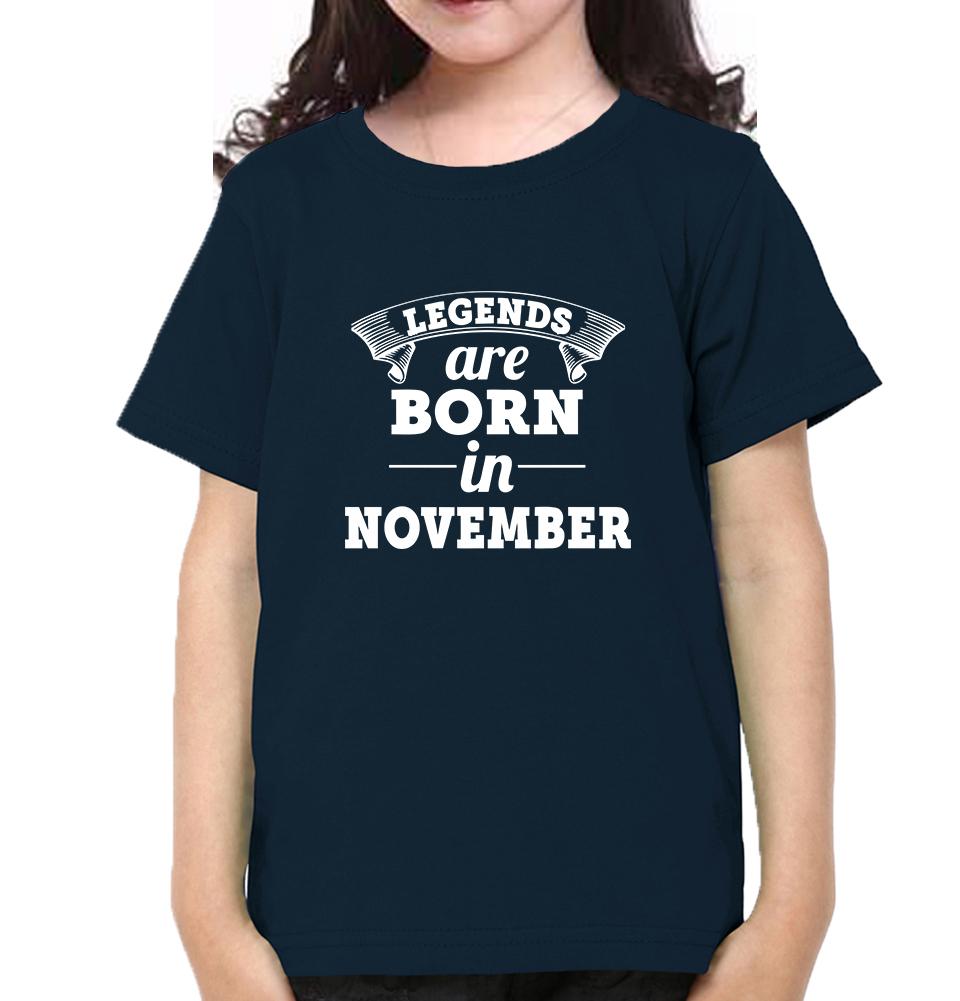 Legends are Born in November Half Sleeves T-Shirt For Girls -FunkyTeesClub