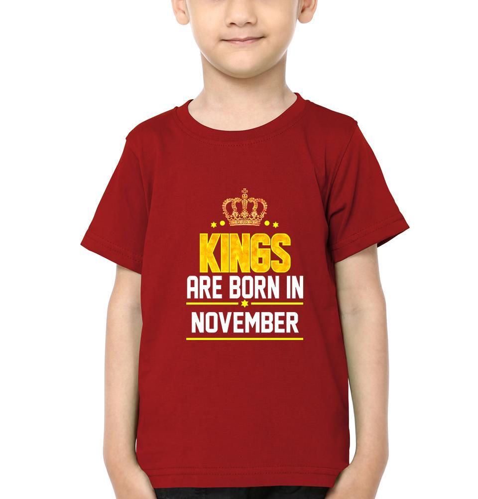 Kings Are Born In November Half Sleeves T-Shirt for Boy-FunkyTeesClub