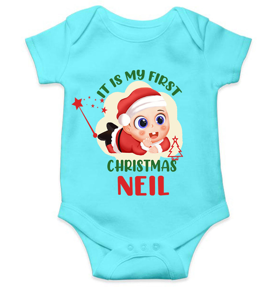 Customized Name It Is My First Christmas Rompers for Baby Boy- FunkyTeesClub