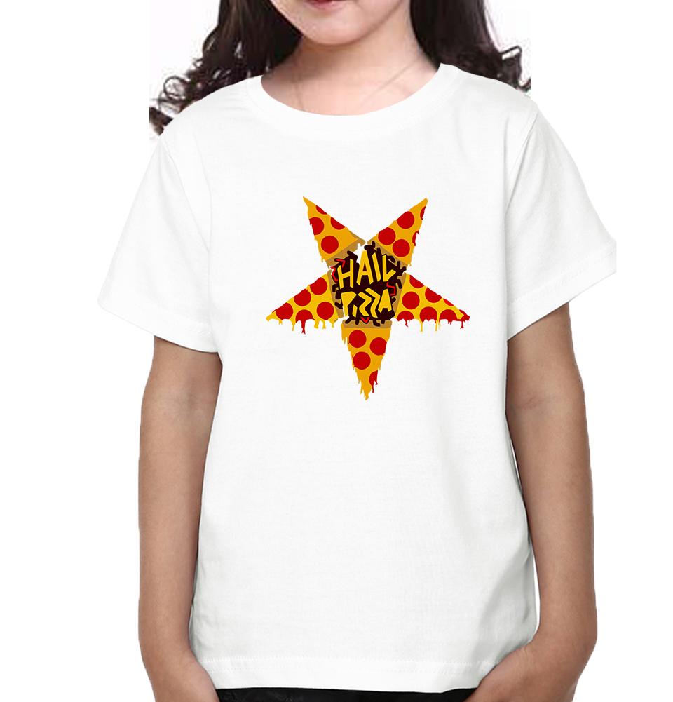 Hail Pizza Half Sleeves T-Shirt For Girls -FunkyTeesClub