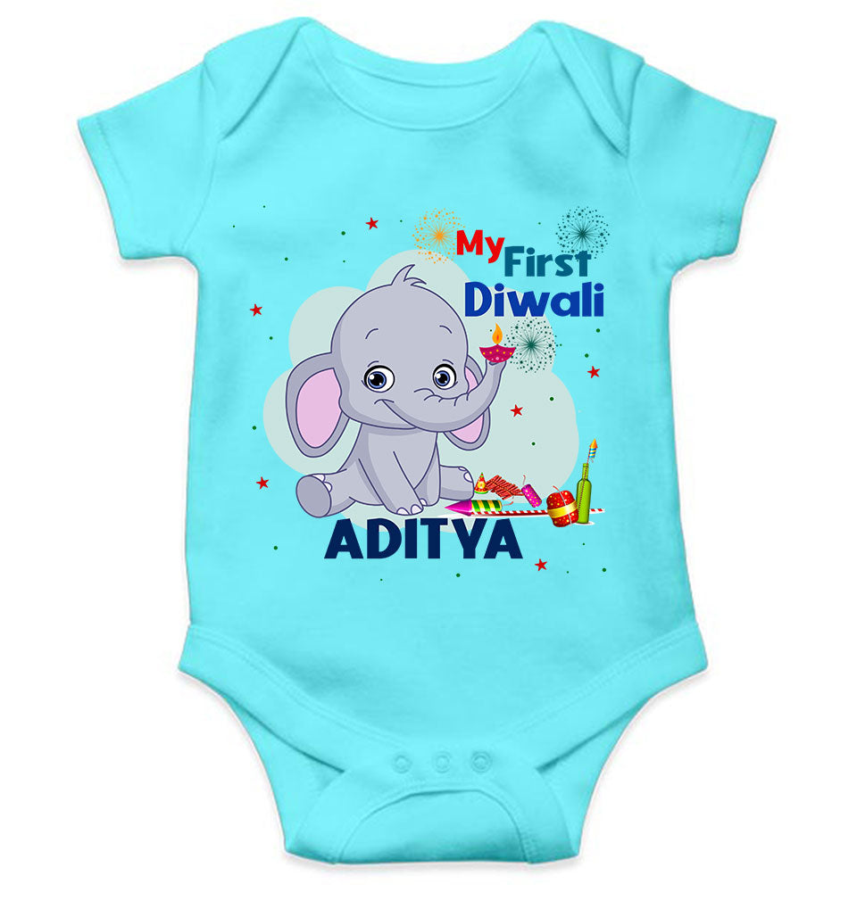 Custom Name My First Diwali Rompers for Baby Boy- FunkyTeesClub
