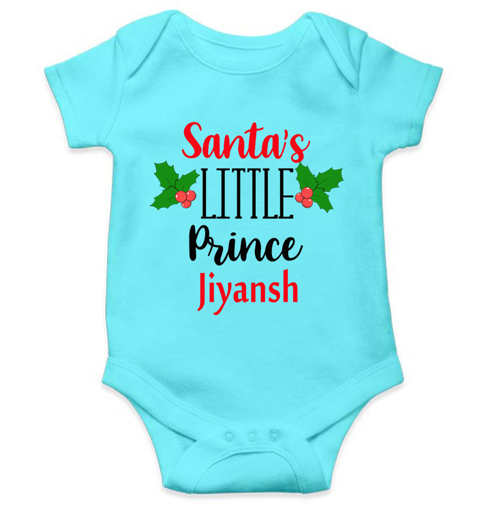 Customized Name Santas Little Prince Christmas Rompers for Baby Boy- FunkyTeesClub