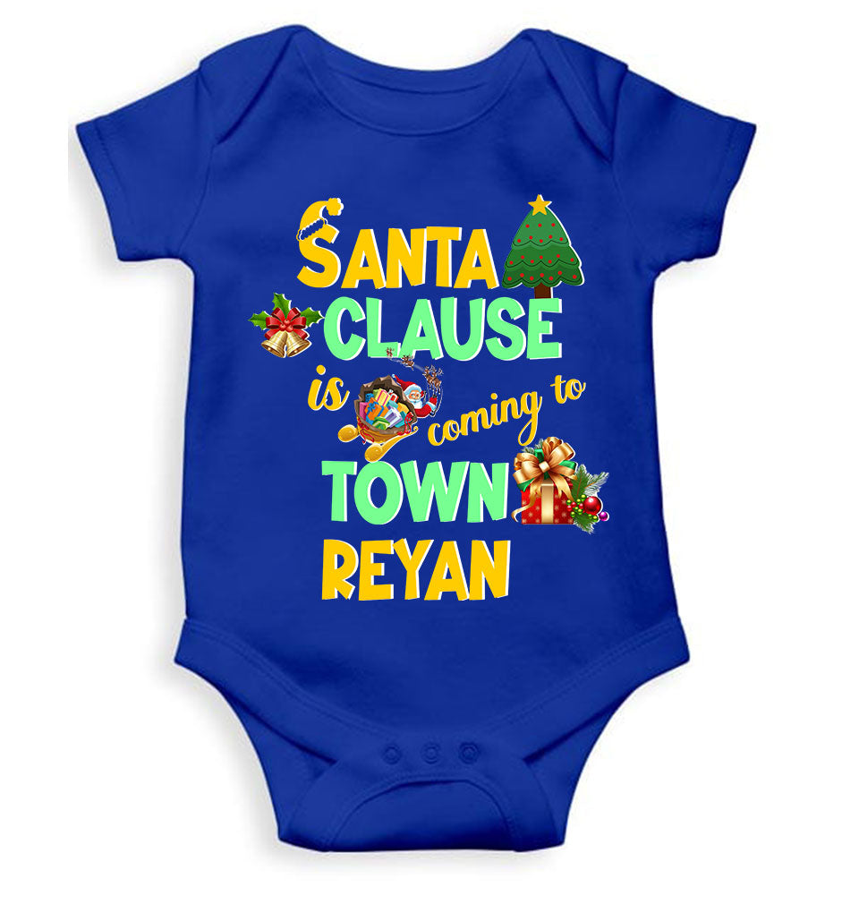 Custom Name Santa Clause Is Coming To Town Christmas Rompers for Baby Boy- FunkyTeesClub