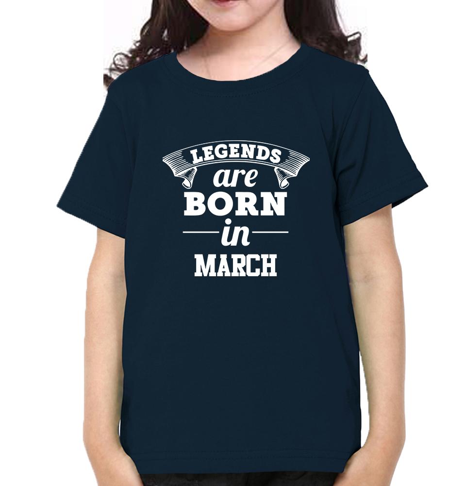 Legends are Born in March Half Sleeves T-Shirt For Girls -FunkyTeesClub