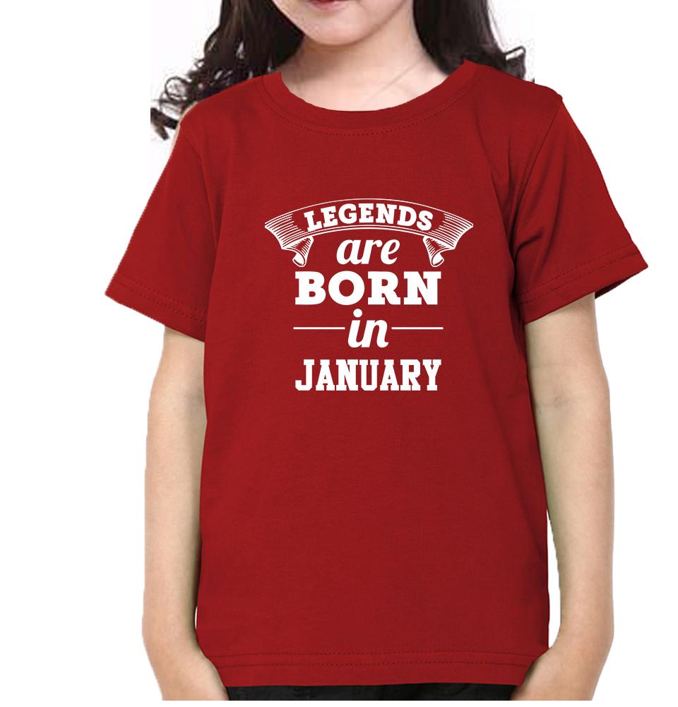 Legends are Born in January Half Sleeves T-Shirt For Girls -FunkyTeesClub