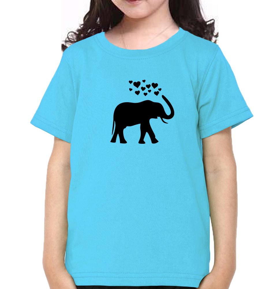 Elephant Hearts Half Sleeves T-Shirt For Girls -FunkyTeesClub