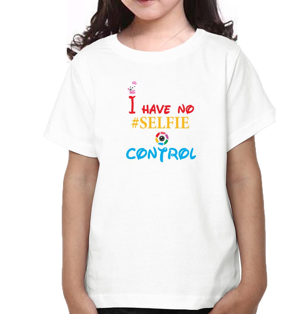 I Have No Selfie Control Half Sleeves T-Shirt For Girls -FunkyTeesClub