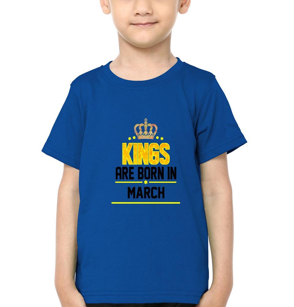 Kings Are Born In March Half Sleeves T-Shirt for Boy-FunkyTeesClub