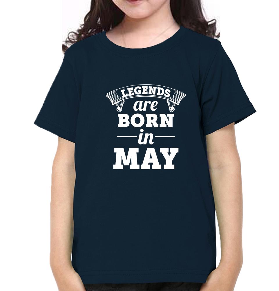 Legends are Born in May Half Sleeves T-Shirt For Girls -FunkyTeesClub