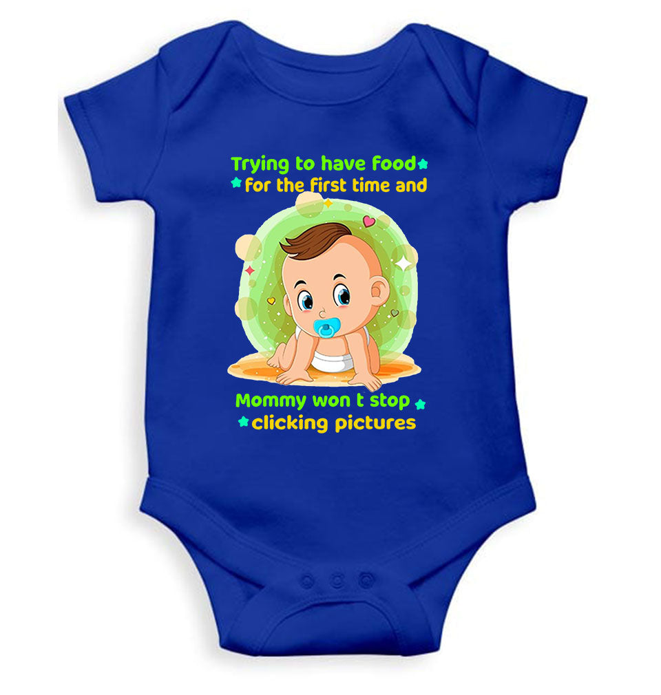 Baby Eating Food Rompers for Baby Girl- FunkyTeesClub