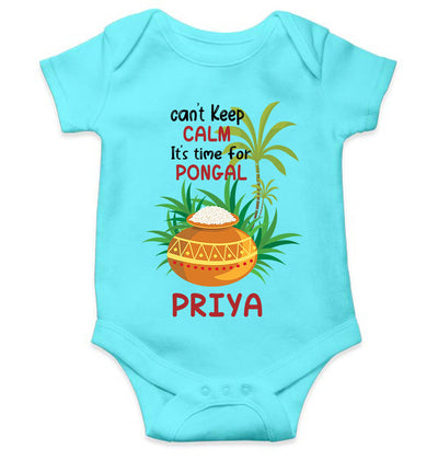 Custom Name Time For Pongal Makar Sankranti Rompers for Baby Girl- FunkyTeesClub