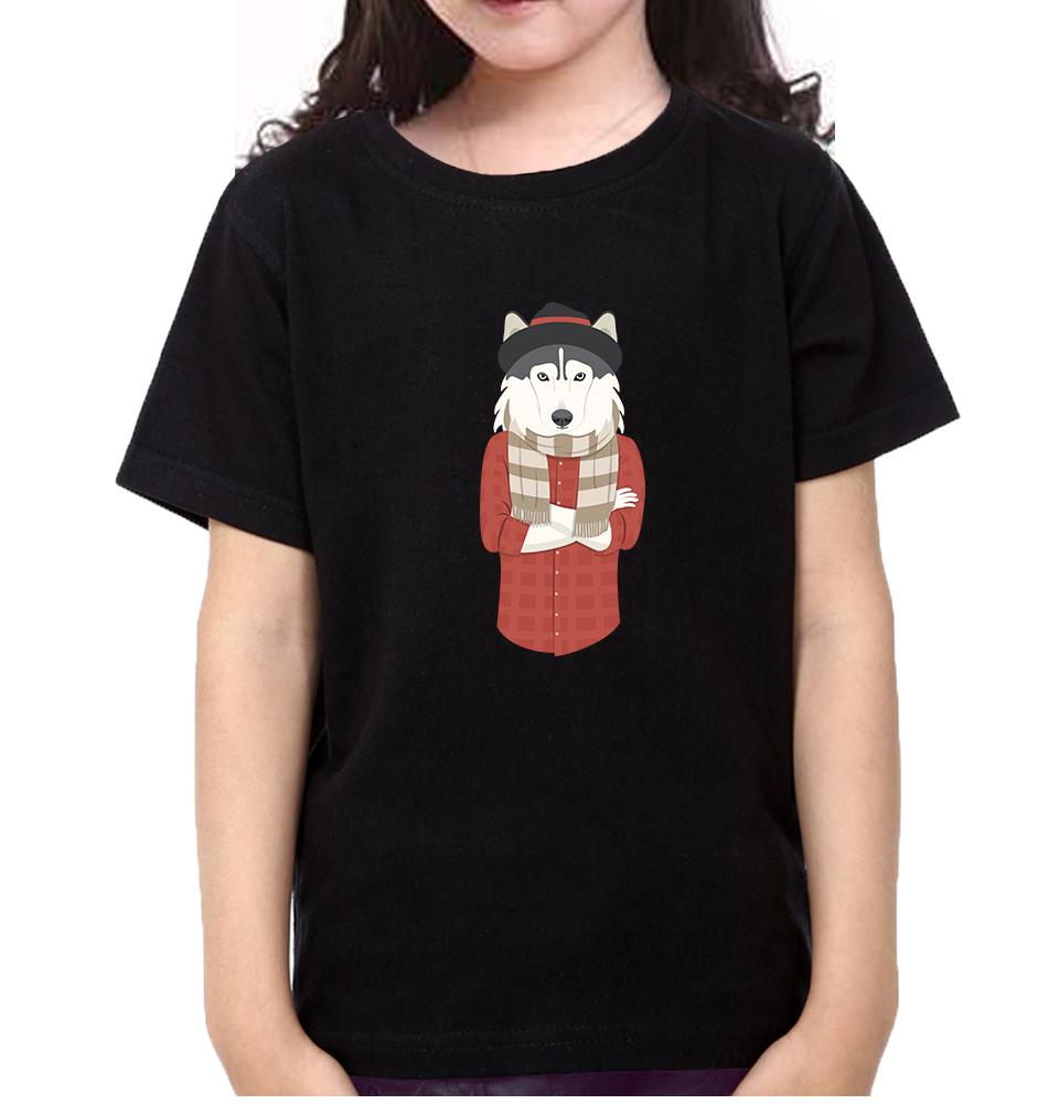 Hipster Wolf Half Sleeves T-Shirt For Girls -FunkyTeesClub