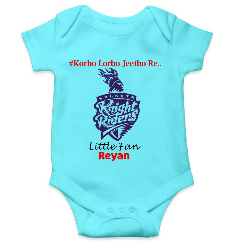 Custom Name IPL KKR Kolkata Knight Riders Korbo Lorbo Jeetbo Re Rompers for Baby Boy- FunkyTeesClub