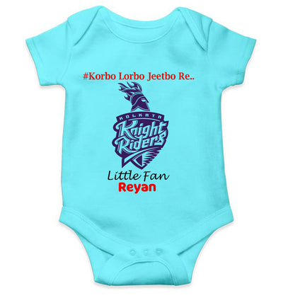 Custom Name IPL KKR Kolkata Knight Riders Korbo Lorbo Jeetbo Re Rompers for Baby Boy- FunkyTeesClub