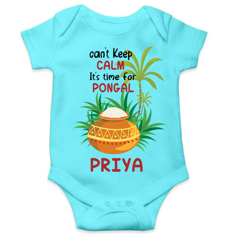 Custom Name Time For Pongal Rompers for Baby Girl- FunkyTeesClub