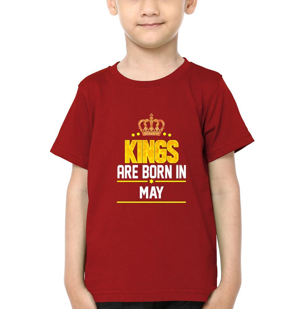 Kings Are Born In May Half Sleeves T-Shirt for Boy-FunkyTeesClub