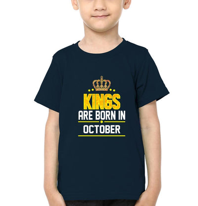 Kings Are Born In October Half Sleeves T-Shirt for Boy-FunkyTeesClub