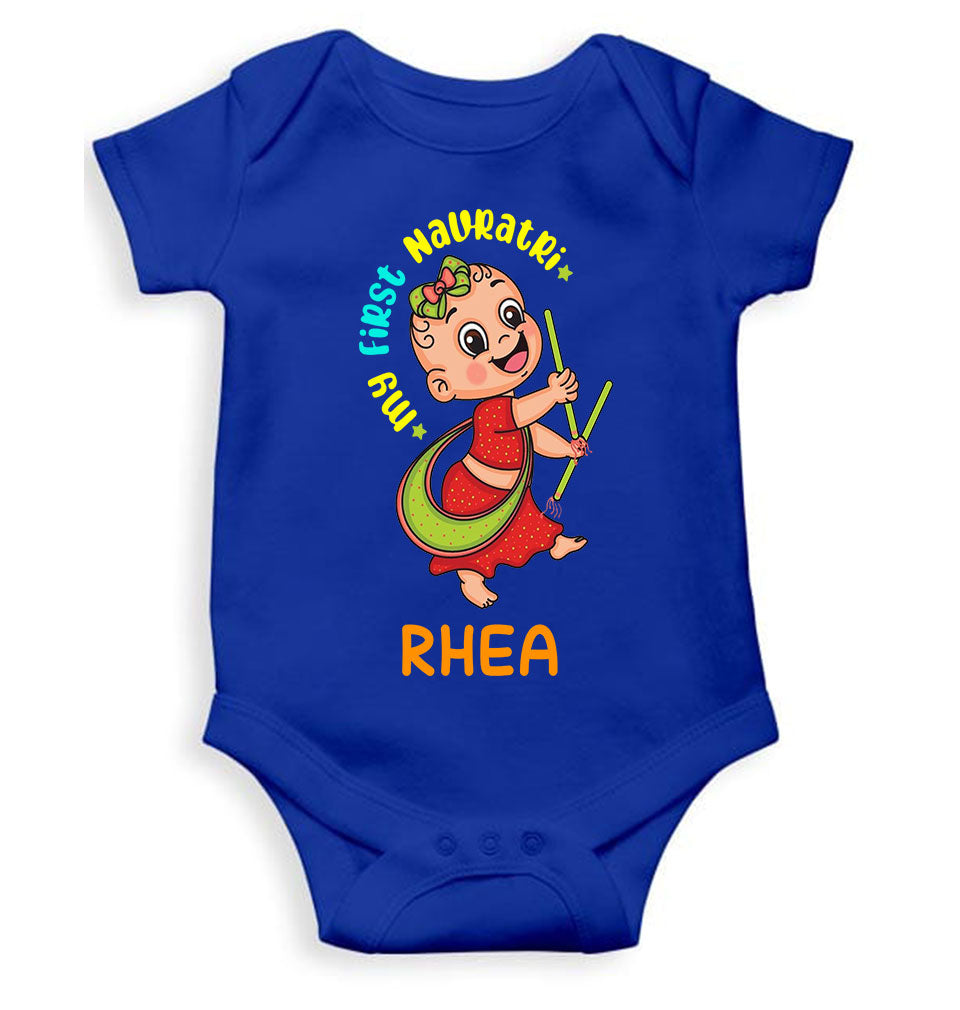 Custom Name My First Navratri Rompers for Baby Girl- FunkyTeesClub