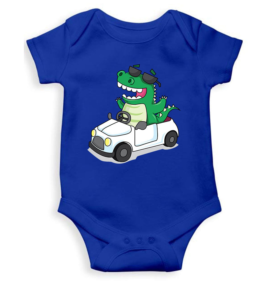 Dino Car Cartoon Rompers for Baby Girl- FunkyTeesClub
