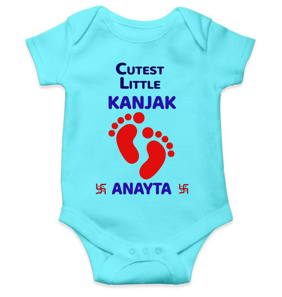 Custom Name Cutest Little Kanjak Navratri Rompers for Baby Girl- FunkyTeesClub