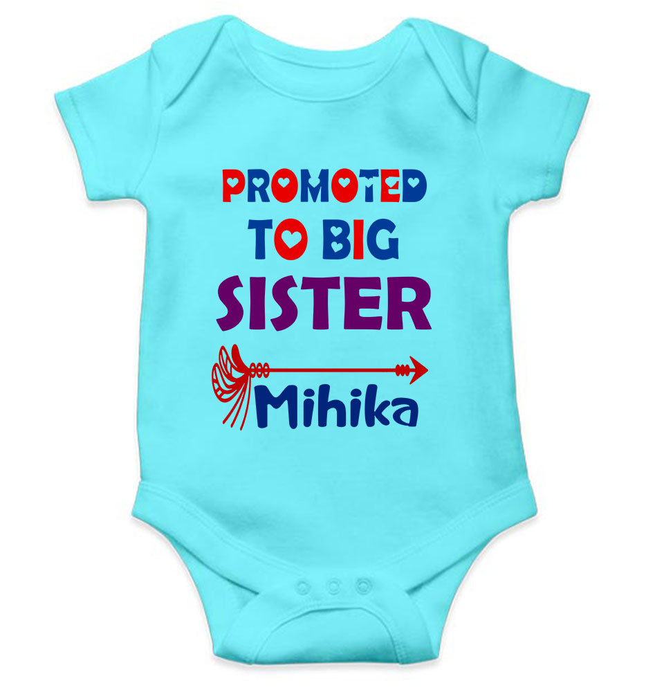 Custom Name Promoted To Big Sister Rakhi Rompers for Baby Girl- FunkyTeesClub