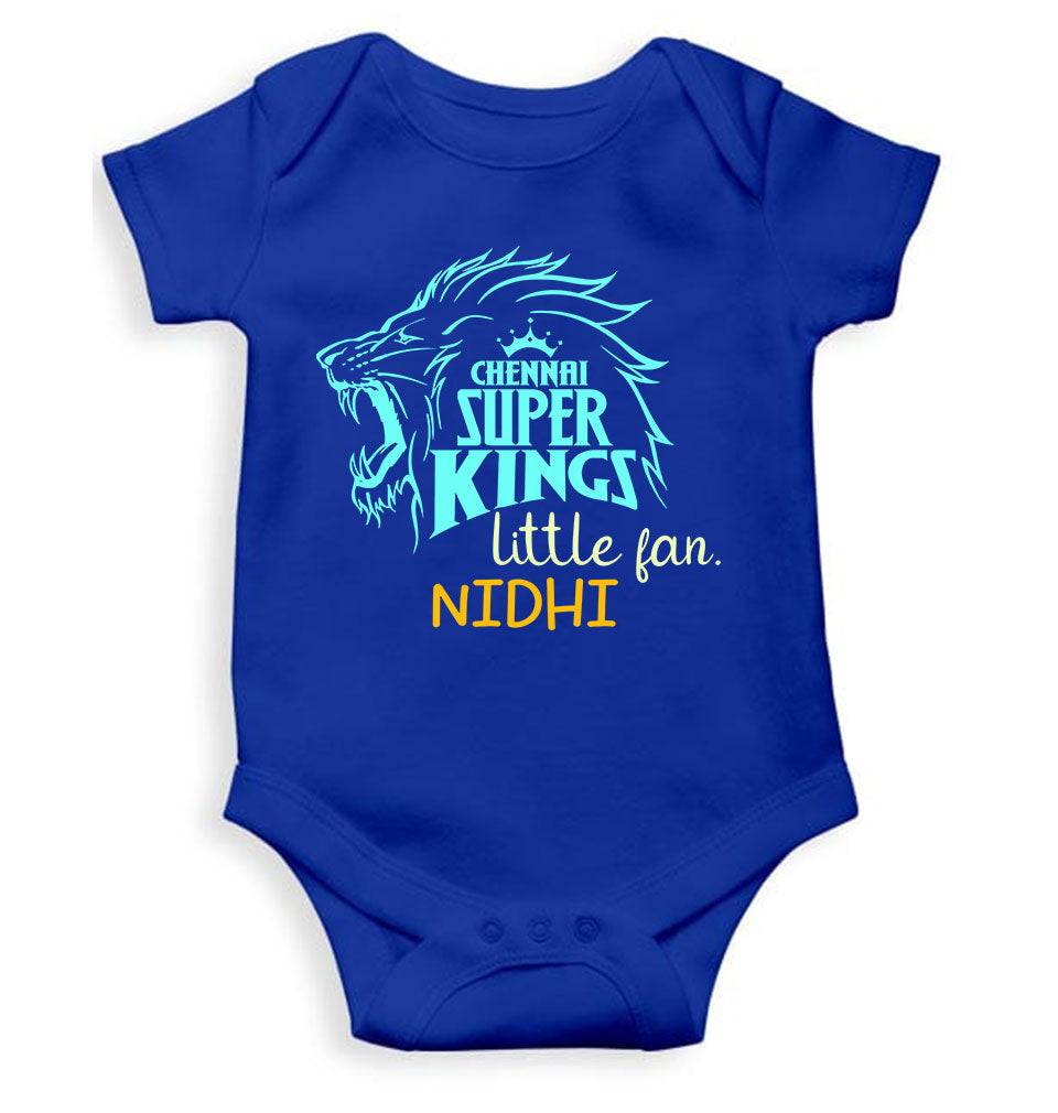 Custom Name IPL CSK Chennai Super Kings Little Fan Rompers for Baby Girl- FunkyTeesClub