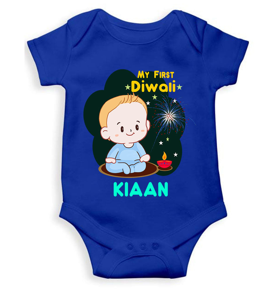 Custom Name My First Diwali Rompers for Baby Boy- FunkyTeesClub