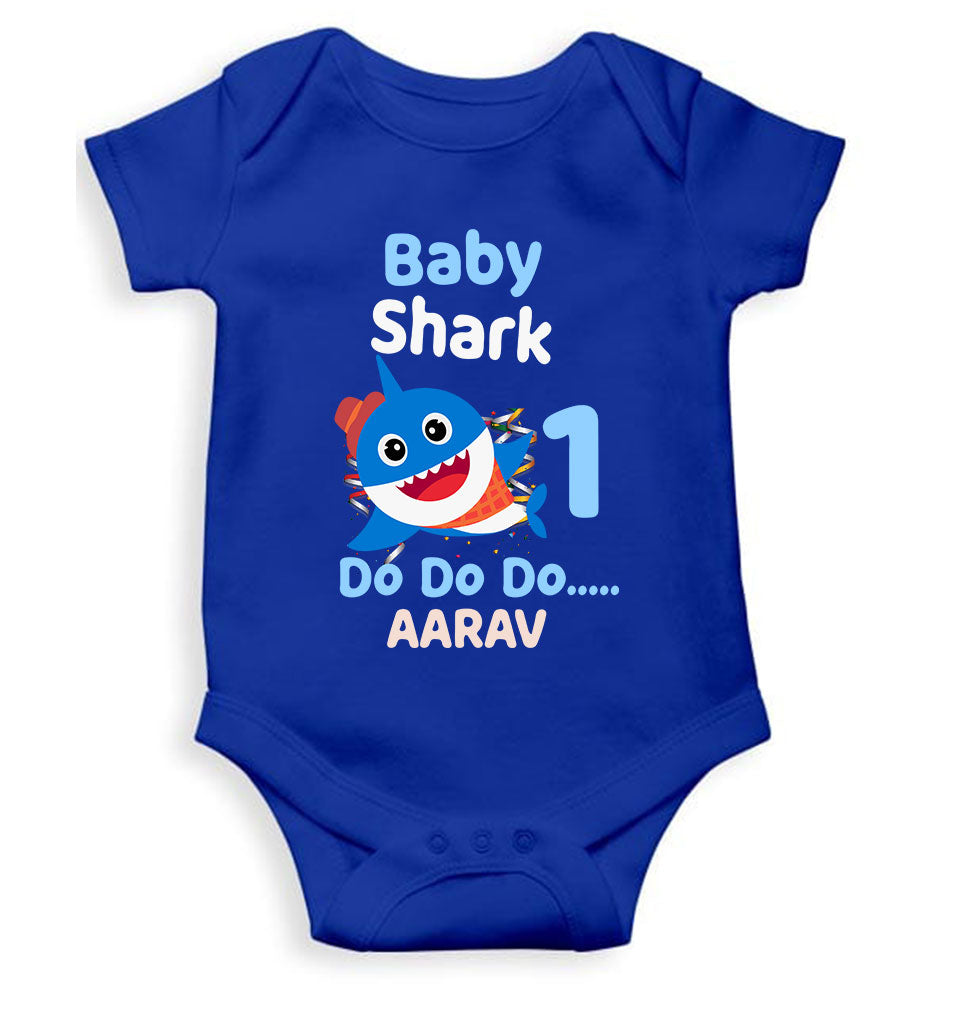Custom Name Baby Shark Do Do Do First Birthday Rompers for Baby Boy- FunkyTeesClub