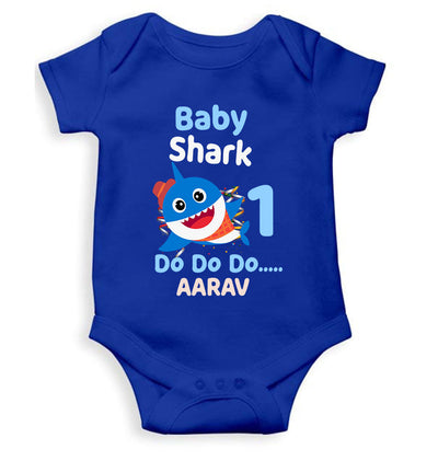 Custom Name Baby Shark Do Do Do First Birthday Rompers for Baby Boy- FunkyTeesClub