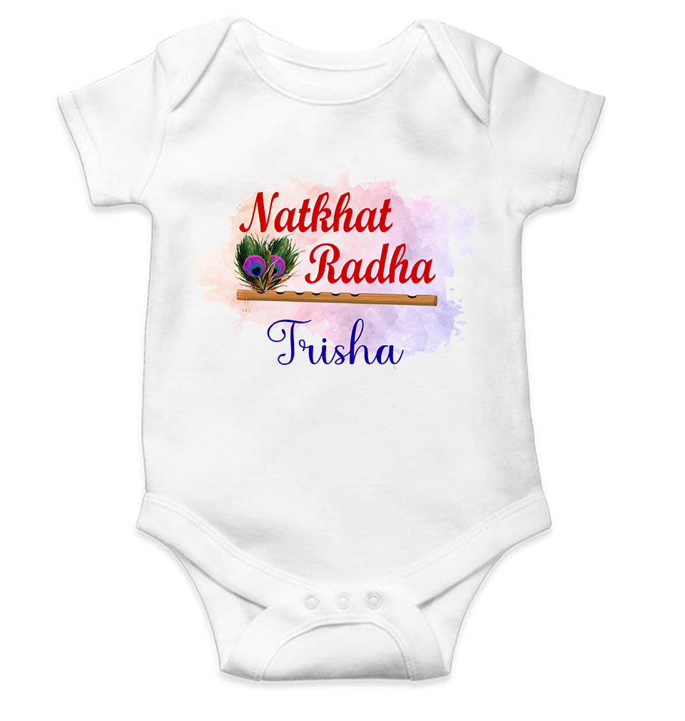 Custom Name Natkhat Radha Janmashtami Rompers for Baby Girl- FunkyTeesClub