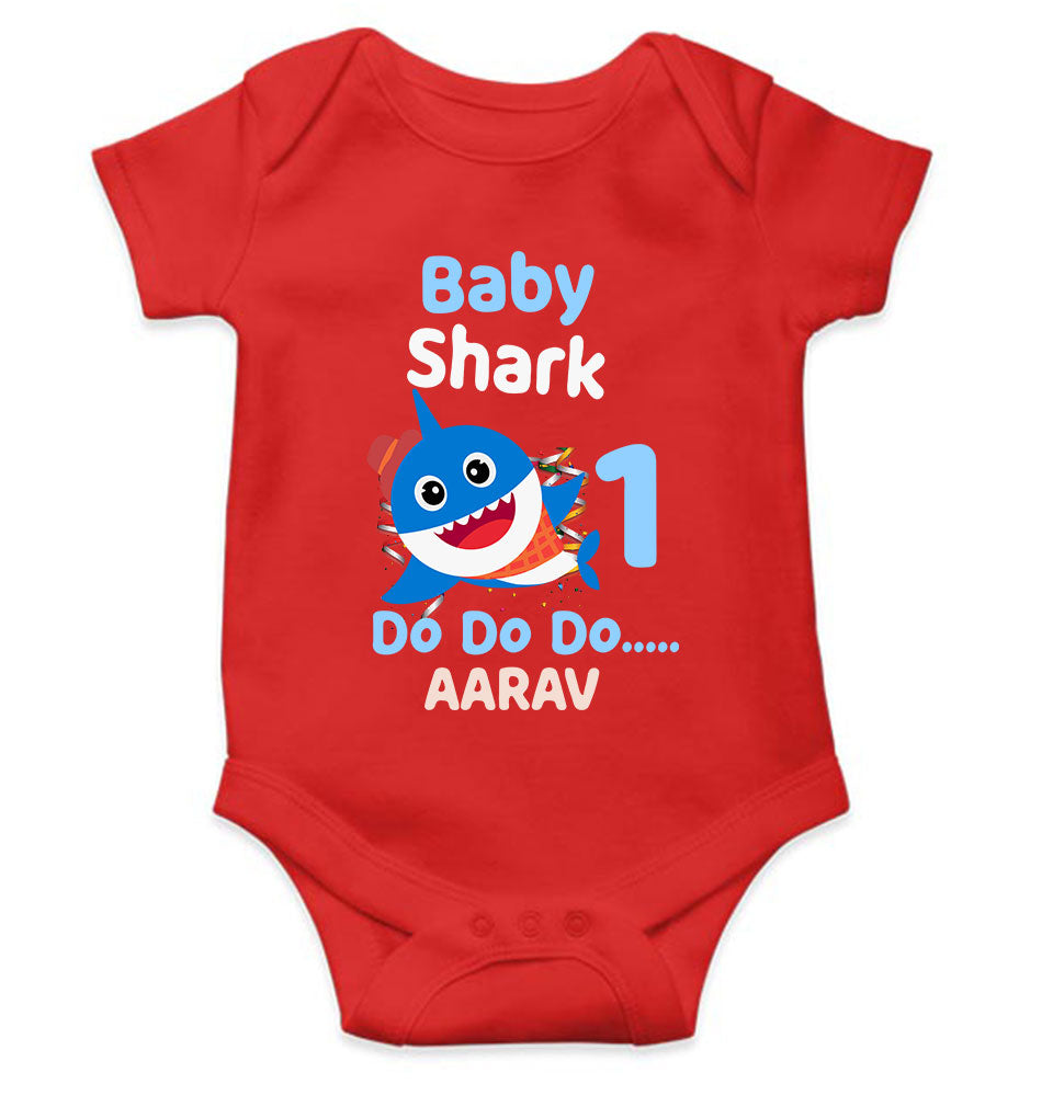 Custom Name Baby Shark Do Do Do First Birthday Rompers for Baby Boy- FunkyTeesClub