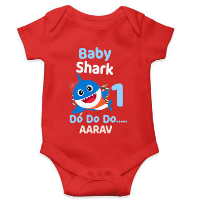 Custom Name Baby Shark Do Do Do First Birthday Rompers for Baby Boy- FunkyTeesClub