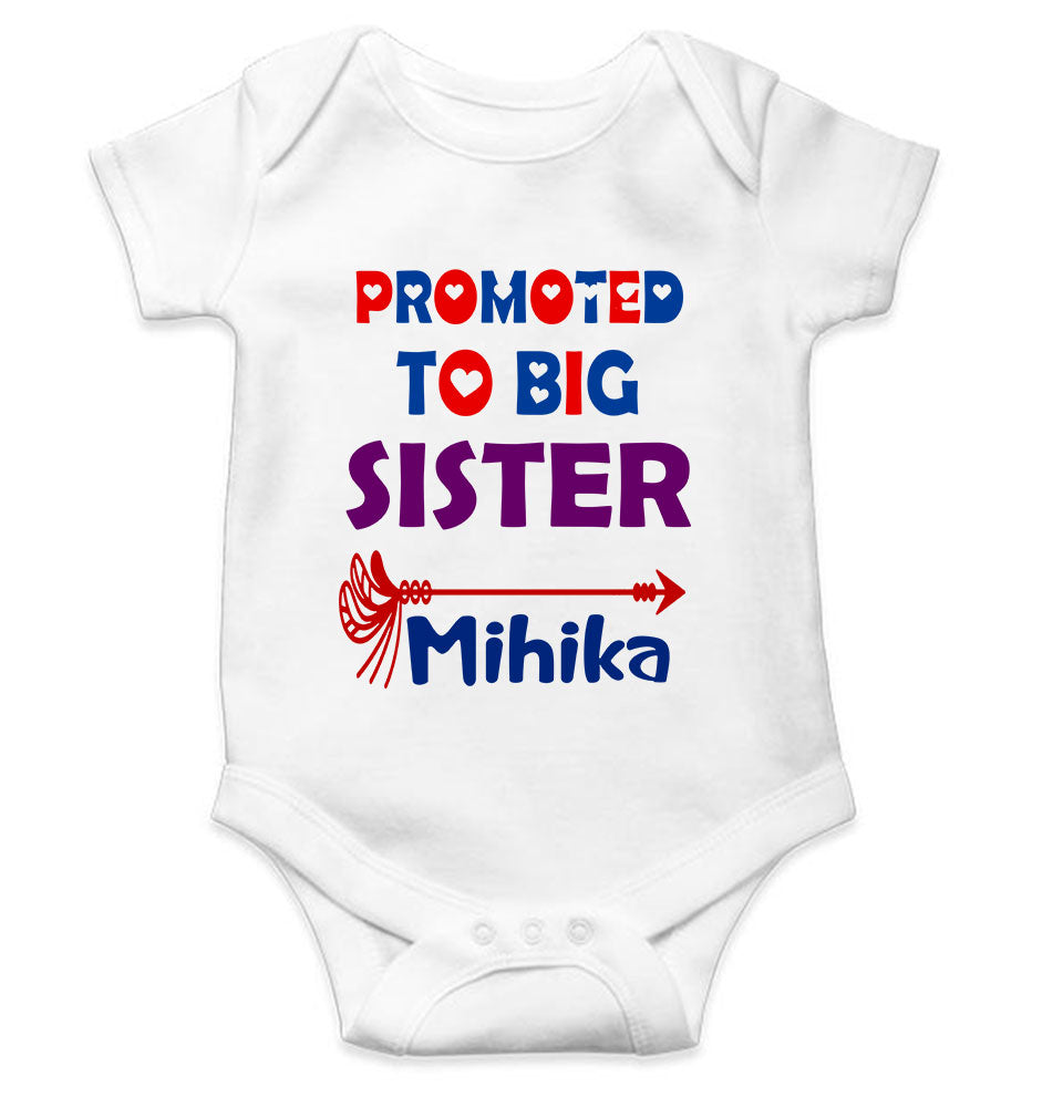Custom Name Promoted To Big Sister Rakhi Rompers for Baby Girl- FunkyTeesClub