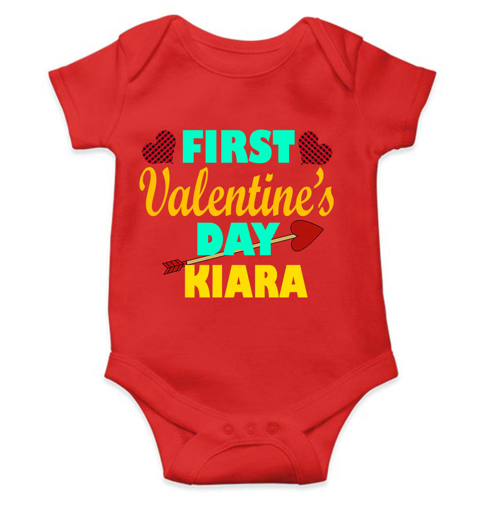 Custom Name First Valentine Rompers for Baby Girl- FunkyTeesClub