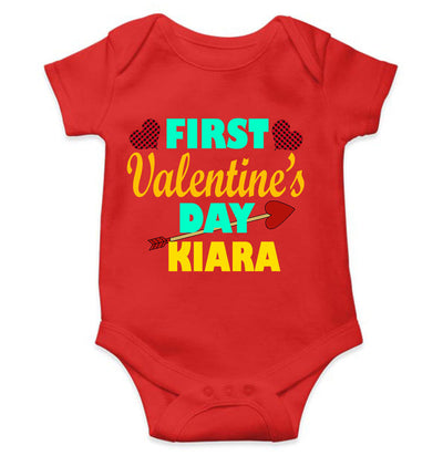 Custom Name First Valentine Rompers for Baby Girl- FunkyTeesClub