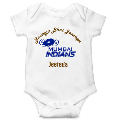 IPL Mumbai Indians Jeetega Bhai Jeetega MI Jeetega Rompers for Baby Girl- FunkyTeesClub