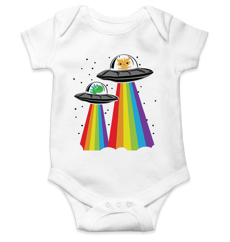 Rainbow Spaceship Cartoon Rompers for Baby Boy- FunkyTeesClub