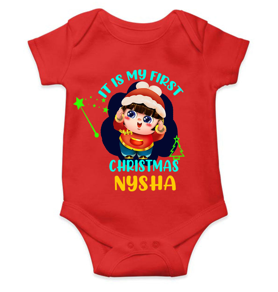 Customized Name It Is My First Christmas Rompers for Baby Girl- FunkyTeesClub