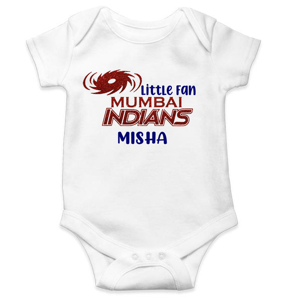 Custom Name IPL MI Mumbai Indians Little Fan Rompers for Baby Girl- FunkyTeesClub