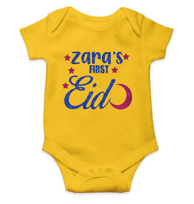 1st Eid Custom Name Rompers for Baby Girl- FunkyTeesClub