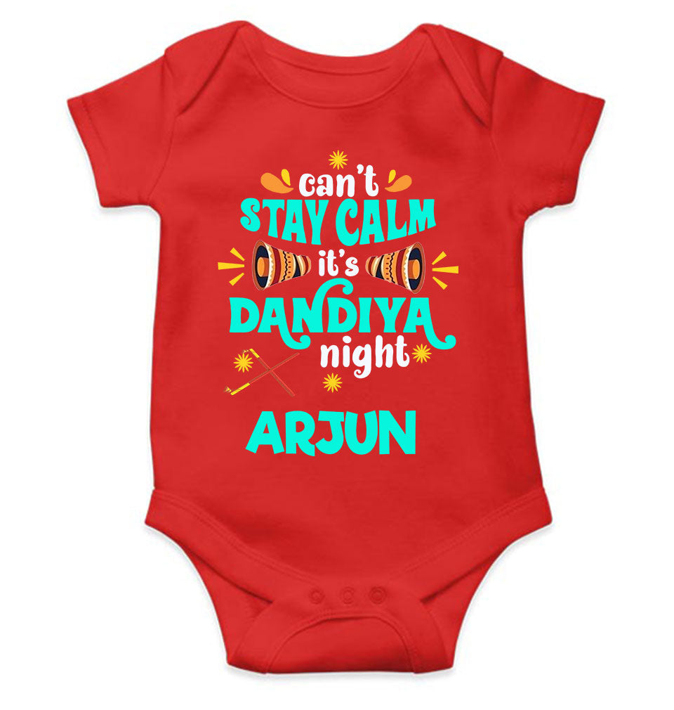 Custom Name Cant Stay Calm It Is Dandiya Night Navratri Rompers for Baby Boy- FunkyTeesClub