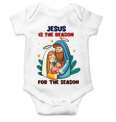 Jesus Is The Reason For The Season Christmas Rompers for Baby Girl- FunkyTeesClub