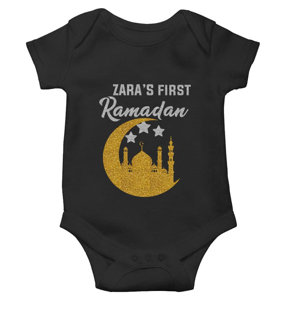 First Ramadan Custom Name Eid Rompers for Baby Girl- FunkyTeesClub