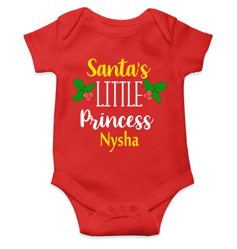 Customized Name Santas Little Princess Christmas Rompers for Baby Girl- FunkyTeesClub
