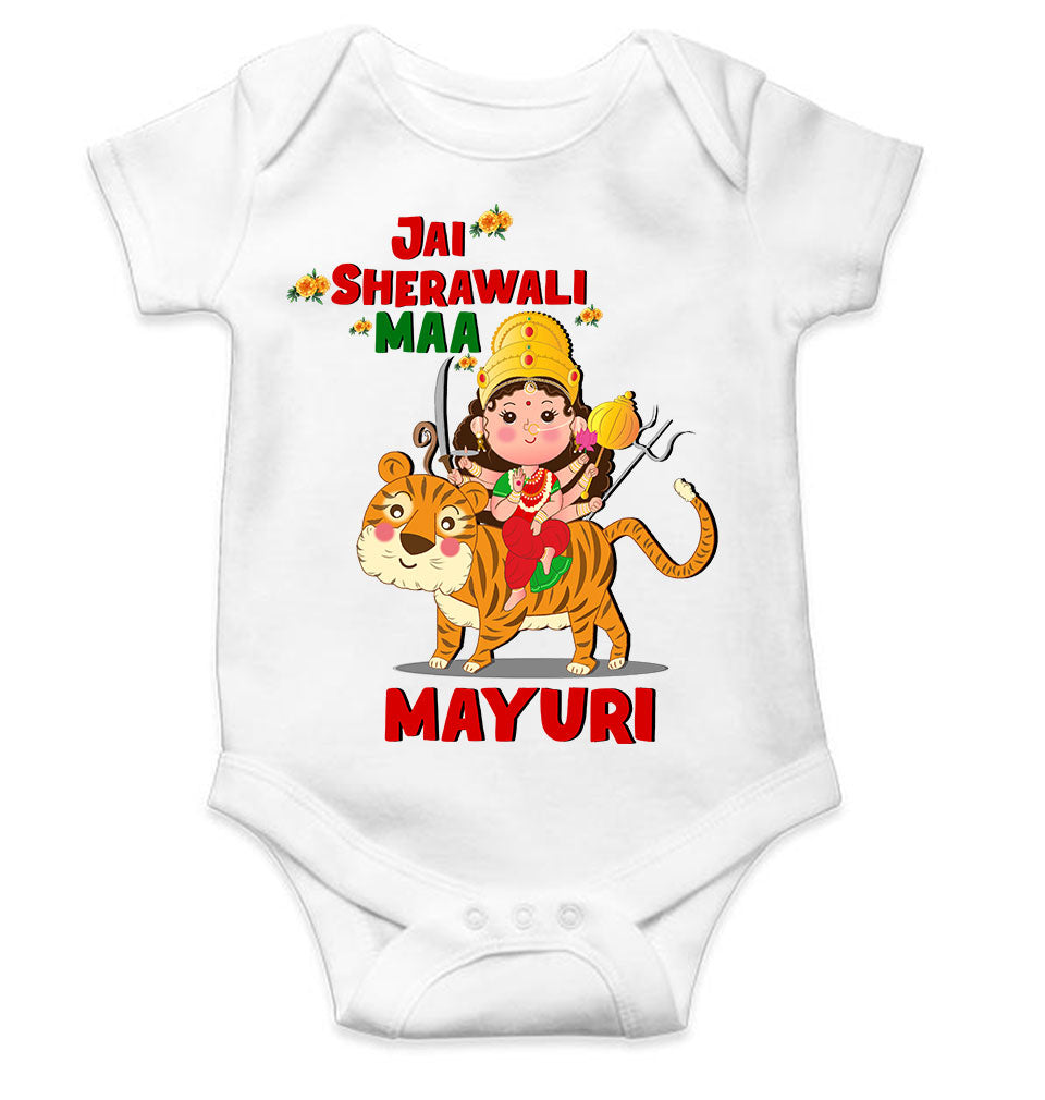 Custom Name Jai Sherawali Maa Navratri Rompers for Baby Girl- FunkyTeesClub