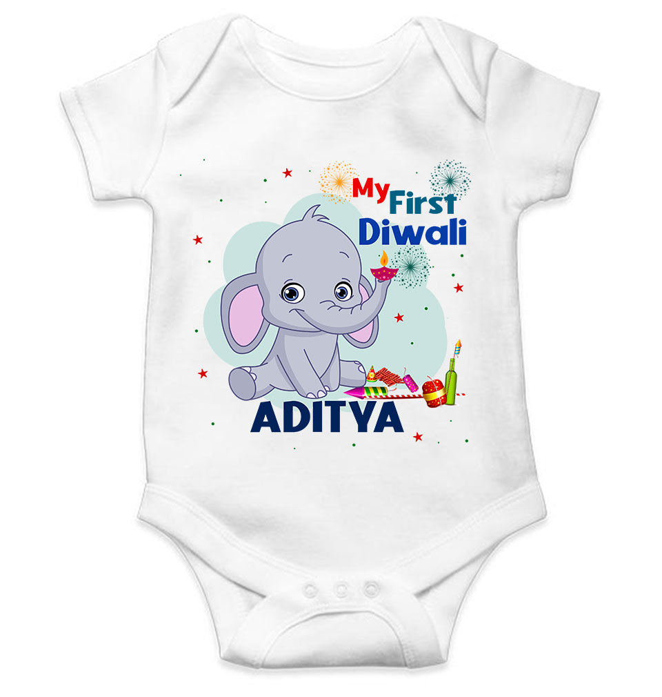 Custom Name My First Diwali Rompers for Baby Boy- FunkyTeesClub
