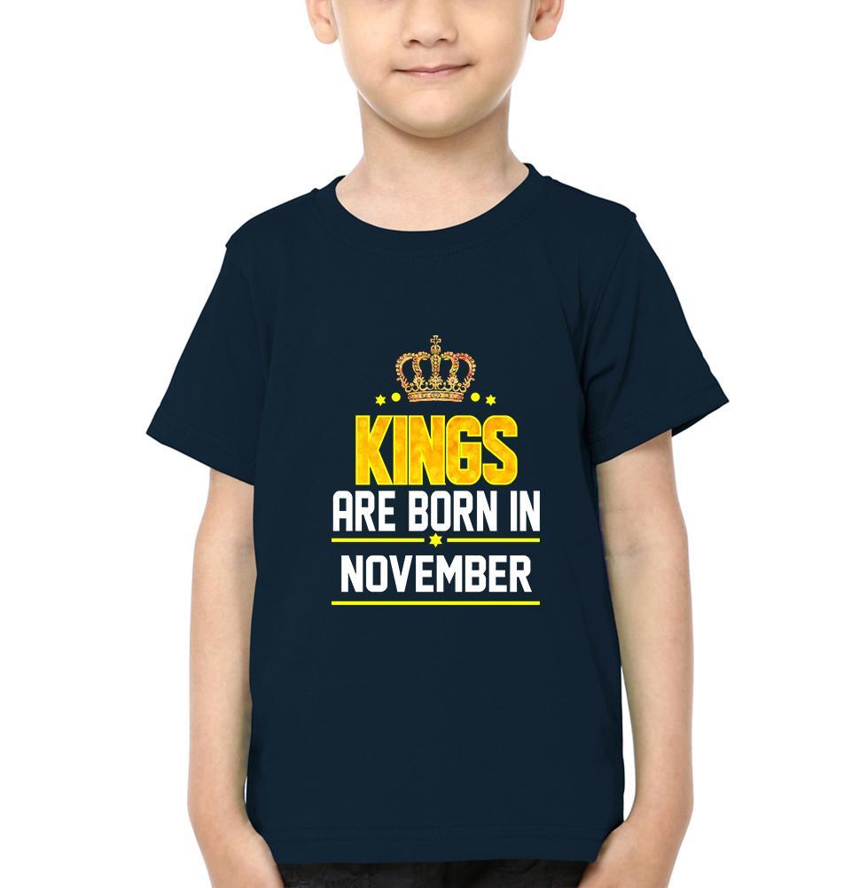 Kings Are Born In November Half Sleeves T-Shirt for Boy-FunkyTeesClub