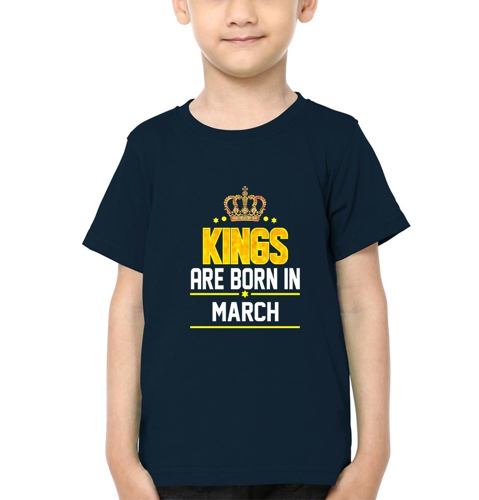 Kings Are Born In March Half Sleeves T-Shirt for Boys and Kids-FunkyTeesClub